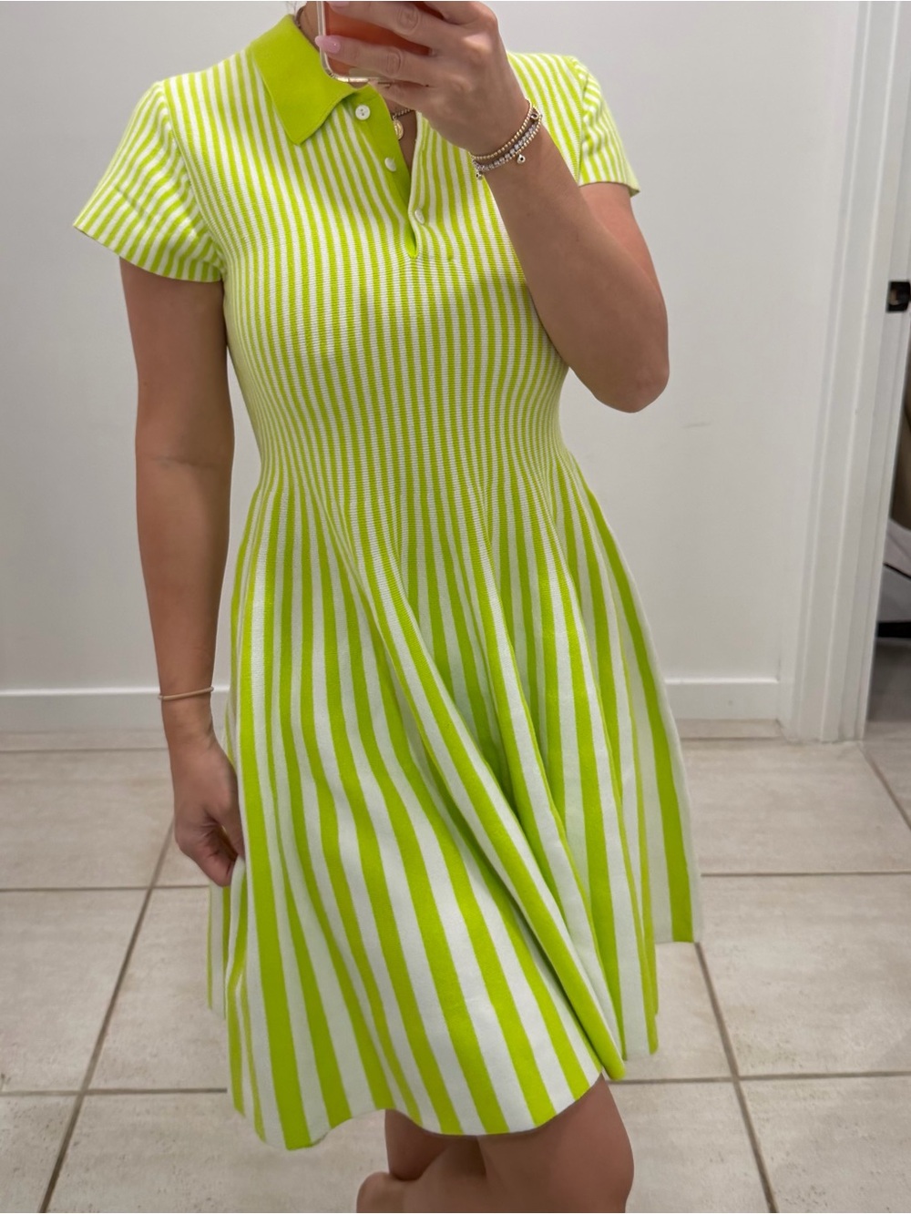 Mare Mare Anthropologie Striped Polo Lime Dress